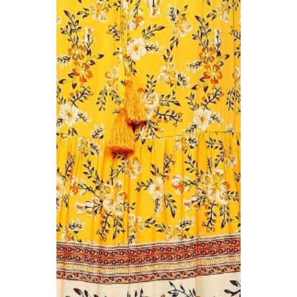 Gigio S 4 6 8 Sunny Border Mixed Floral Prints Tiered Maxi Dress Tassel Ties - Picture 5 of 9